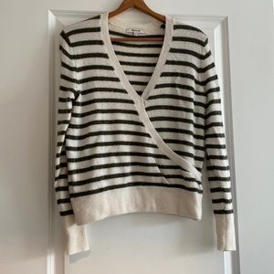 Green and white stripe wrap madewell sweater